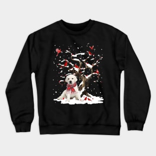 White Labrador Scarf Cardinal Snow Christmas Crewneck Sweatshirt